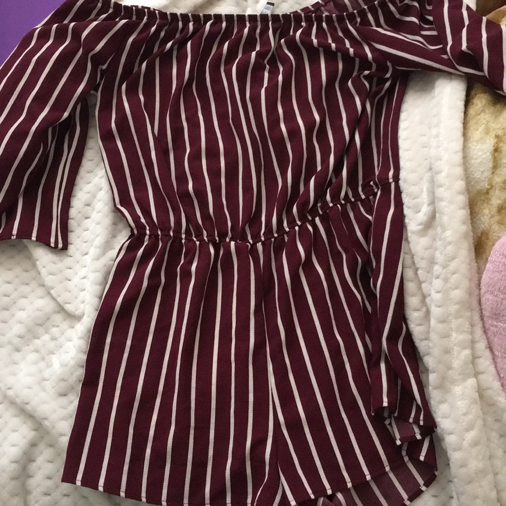 burgundy white striped jumper